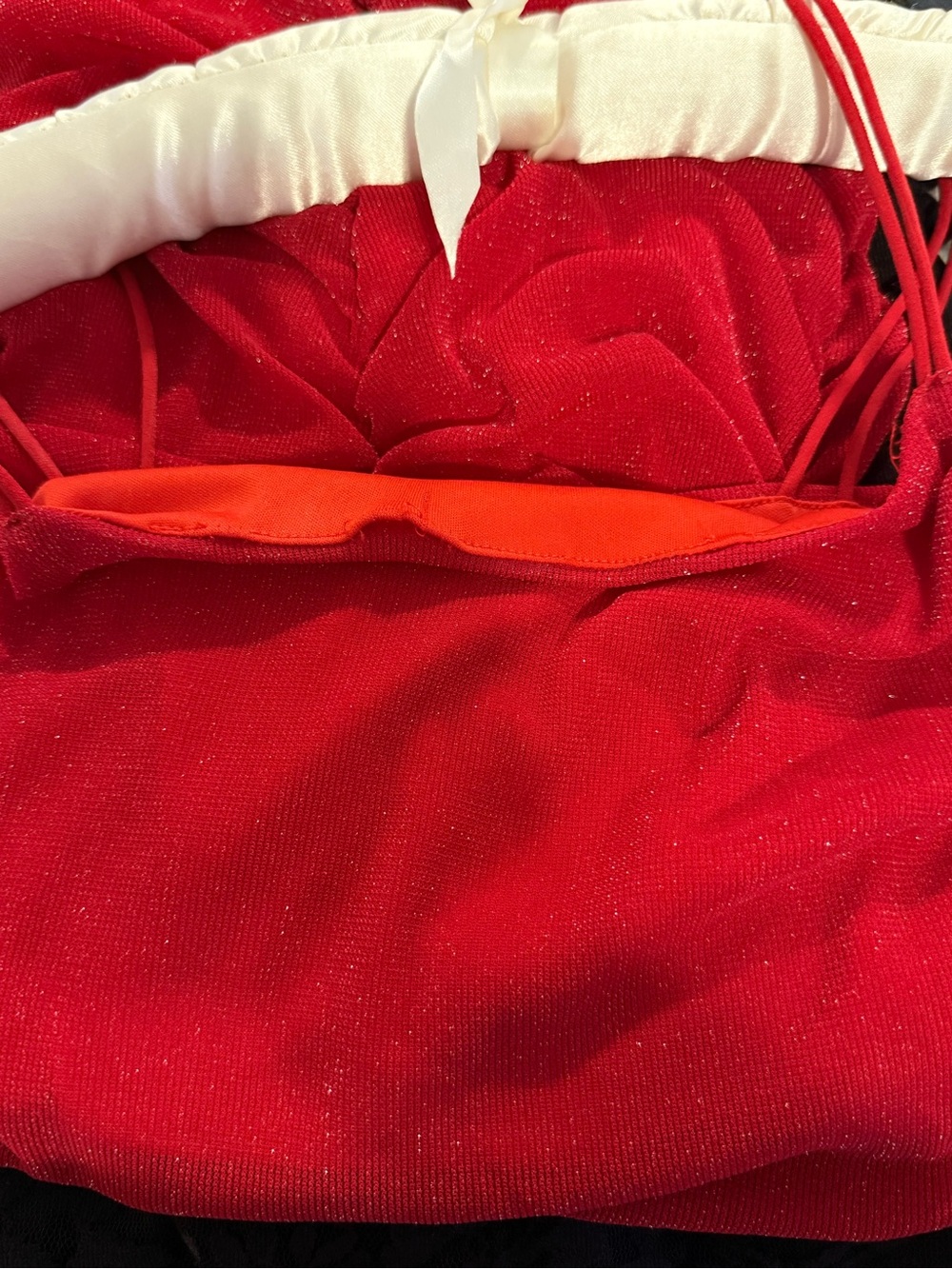 Red Ruched Bodycon Mini Dress Red Sparkle size Small - Picture 7 of 9